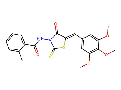 2-methyl-N-[(5Z)-4-oxo-2-thioxo-5-(3,4,5-trimethoxybenzylidene)-1,3-thiazolidin-3-yl]benzamide structure