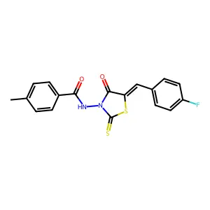 N-[(5Z)-5-(4-fluorobenzylidene)-4-oxo-2-thioxo-1,3-thiazolidin-3-yl]-4-methylbenzamide structure