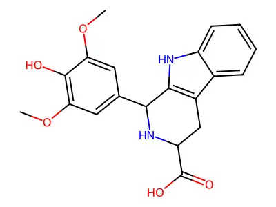 1-(4-hydroxy-3,5-dimethoxyphenyl)-2,3,4,9-tetrahydro-1H-pyrido[3,4-b]indole-3-carboxylic acid structure