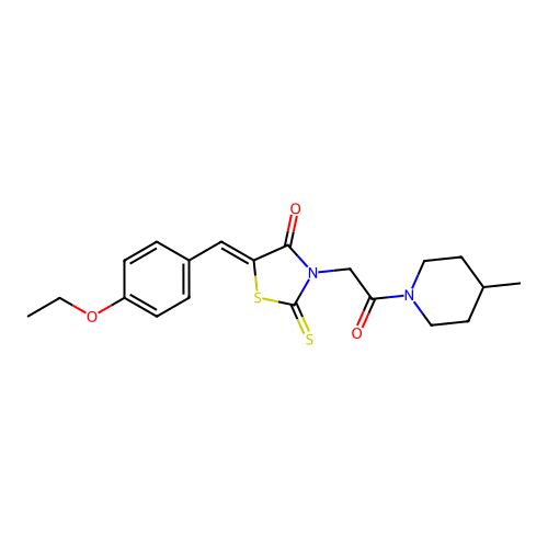 (5Z)-5-[(4-ethoxyphenyl)methylidene]-3-[2-(4-methylpiperidin-1-yl)-2-oxoethyl]-2-sulfanylidene-1,3-thiazolidin-4-one structure