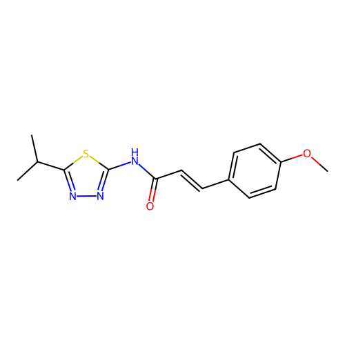 (2E)-3-(4-methoxyphenyl)-N-[5-(propan-2-yl)-1,3,4-thiadiazol-2-yl]prop-2-enamide structure