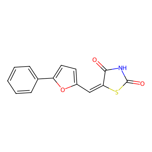 (5E)-5-[(5-phenylfuran-2-yl)methylidene]-1,3-thiazolidine-2,4-dione structure