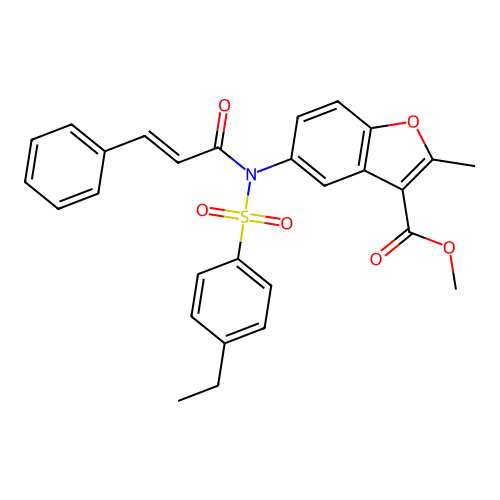 methyl 5-(N-((4-ethylphenyl)sulfonyl)cinnamamido)-2-methylbenzofuran-3-carboxylate structure