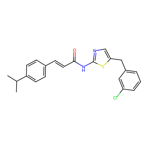 (2Z)-N-{5-[(3-chlorophenyl)methyl]-1,3-thiazol-2-yl}-3-[4-(propan-2-yl)phenyl]prop-2-enamide structure