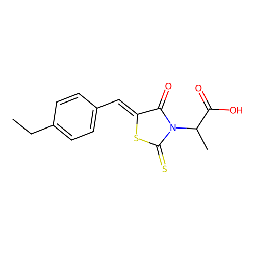 2-[(5Z)-5-[(4-ethylphenyl)methylidene]-4-oxo-2-sulfanylidene-1,3-thiazolidin-3-yl]propanoic acid structure