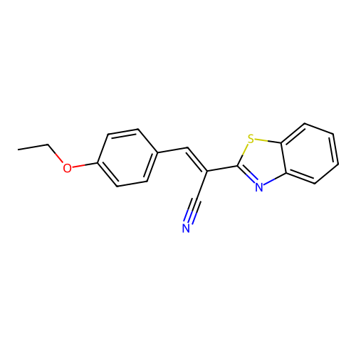 (2E)-2-(1,3-benzothiazol-2-yl)-3-(4-ethoxyphenyl)prop-2-enenitrile structure