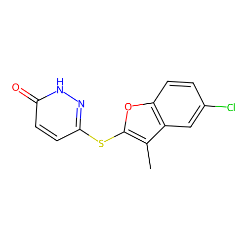 6-(5-chloro-3-methyl-benzofuran-2-sulfenyl)-2H-pyridazin-3-one structure