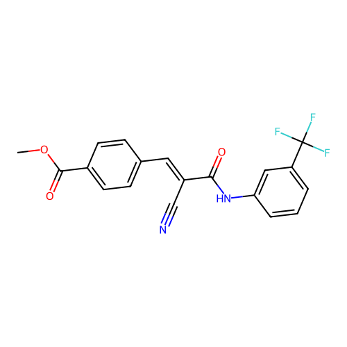 methyl 4-[(E)-2-cyano-3-oxo-3-[3-(trifluoromethyl)anilino]prop-1-enyl]benzoate structure