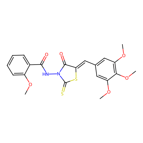(Z)-2-methoxy-N-(4-oxo-2-thioxo-5-(3,4,5-trimethoxybenzylidene)thiazolidin-3-yl)benzamide structure