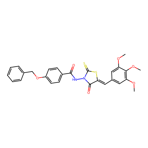 (Z)-4-(benzyloxy)-N-(4-oxo-2-thioxo-5-(3,4,5-trimethoxybenzylidene)thiazolidin-3-yl)benzamide structure