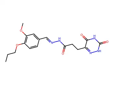 3-(3,5-dioxo-2H-1,2,4-triazin-6-yl)-N-[(3-methoxy-4-propoxyphenyl)methylideneamino]propanamide structure