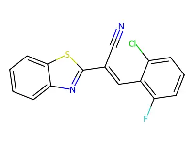 (E)-2-(benzo[d]thiazol-2-yl)-3-(2-chloro-6-fluorophenyl)acrylonitrile structure