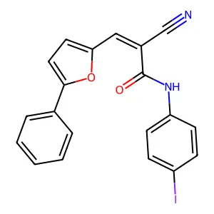 (E)-2-cyano-N-(4-iodophenyl)-3-(5-phenylfuran-2-yl)acrylamide structure