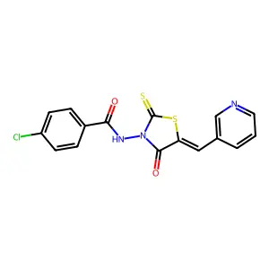 (4-chlorophenyl)-N-[4-oxo-5-(3-pyridylmethylene)-2-thioxo(1,3-thiazolidin-3-yl)]carboxamide structure