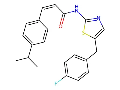 (2Z)-N-{5-[(4-fluorophenyl)methyl]-1,3-thiazol-2-yl}-3-[4-(propan-2-yl)phenyl]prop-2-enamide structure