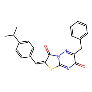 6-Benzyl-2-(4-isopropylbenzylidene)-2H-thiazolo[3,2-b][1,2,4]triazine-3,7-dione structure