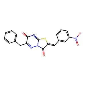 6-Benzyl-2-(3-nitrobenzylidene)-2H-thiazolo[3,2-b][1,2,4]triazine-3,7-dione structure