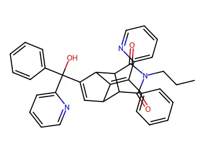 4,7-Methano-1H-isoindole-1,3(2H)-dione, 3a,4,7,7a-tetrahydro-5-(hydroxyphenyl-2-pyridinylmethyl)-2-propyl-8-(phenyl-2-pyridinylmethylene)- structure