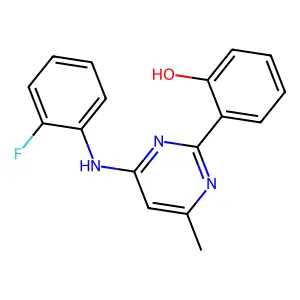 2-[4-(2-Fluoro-phenylamino)-6-methyl-pyrimidin-2-yl]-phenol structure