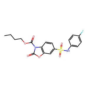butyl 6-[(4-fluorophenyl)sulfamoyl]-2-oxo-1,3-benzoxazole-3(2H)-carboxylate structure