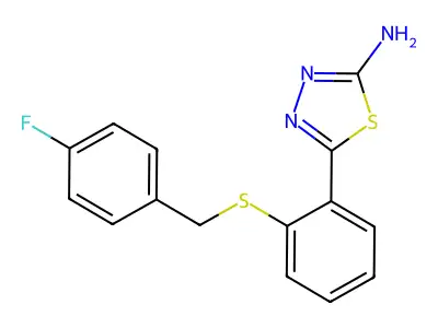 5-{2-[(4-Fluorobenzyl)thio]phenyl}-1,3,4-thiadiazol-2-amine structure