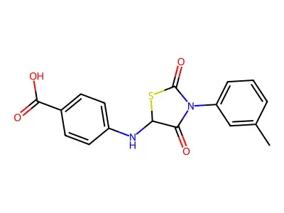 4-{[3-(3-Methylphenyl)-2,4-dioxo-1,3-thiazolidin-5-yl]amino}benzoic acid structure