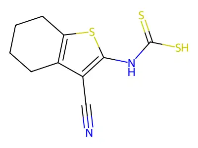(3-cyano-4,5,6,7-tetrahydro-1-benzothien-2-yl)carbamodithioic acid - N,N-diethylethanamine (1:1) structure