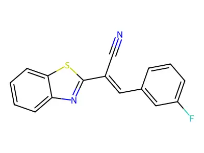 (2E)-2-(1,3-benzothiazol-2-yl)-3-(3-fluorophenyl)prop-2-enenitrile structure