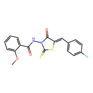 N-[(5Z)-5-(4-fluorobenzylidene)-4-oxo-2-thioxo-1,3-thiazolidin-3-yl]-2-methoxybenzamide structure