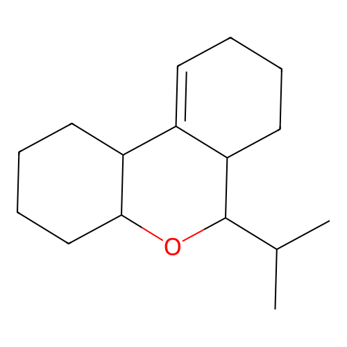 6-isopropyl-2,3,4,4a,6,6a,7,8,9,10b-decahydro-1H-benzo[c]chromene structure