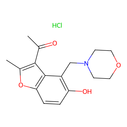 1-(5-hydroxy-2-methyl-4-(morpholinomethyl)benzofuran-3-yl)ethanone hydrochloride structure