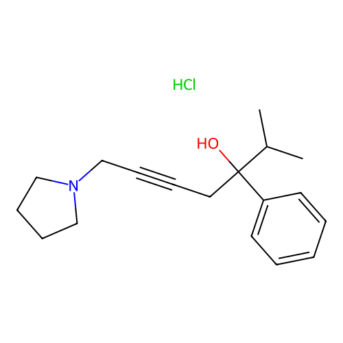 2-Methyl-3-phenyl-7-(pyrrolidin-1-YL)hept-5-YN-3-OL hydrochloride structure