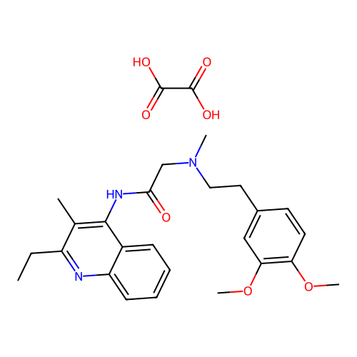 2-((3,4-dimethoxyphenethyl)(methyl)amino)-N-(2-ethyl-3-methylquinolin-4-yl)acetamide oxalate structure