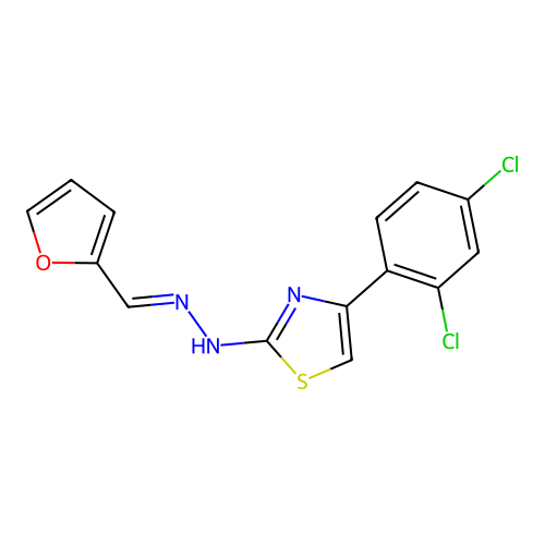 4-(2,4-dichlorophenyl)-2-[(2E)-2-(furan-2-ylmethylidene)hydrazinyl]-1,3-thiazole structure