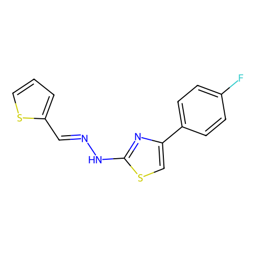 4-(4-fluorophenyl)-2-[(2E)-2-(thiophen-2-ylmethylidene)hydrazinyl]-1,3-thiazole structure