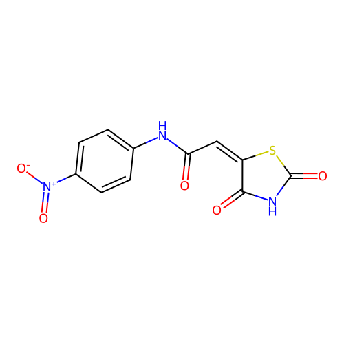 2-(2,4-dioxo(1,3-thiazolidin-5-ylidene))-N-(4-nitrophenyl)acetamide structure