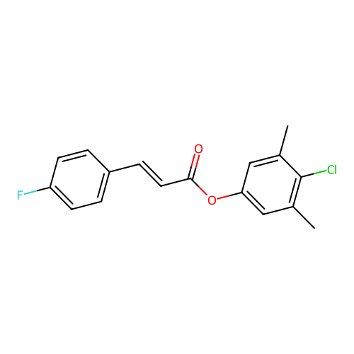 4-chloro-3,5-dimethylphenyl (2E)-3-(4-fluorophenyl)prop-2-enoate structure