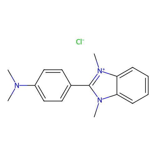 2-(4-Dimethylamino-phenyl)-1,3-dimethyl-3H-benzoimidazol-1-ium structure