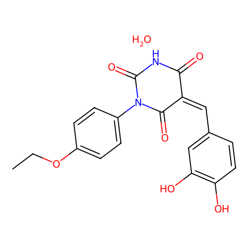 (5Z)-5-[(3,4-dihydroxyphenyl)methylidene]-1-(4-ethoxyphenyl)-1,3-diazinane-2,4,6-trione Hydrate structure