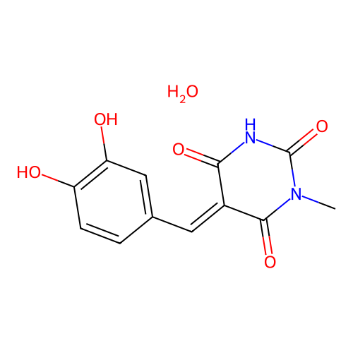 (5E)-5-[(3,4-dihydroxyphenyl)methylidene]-1-methyl-1,3-diazinane-2,4,6-trione Hydrate structure