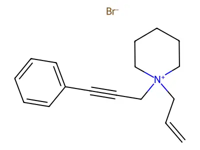 1-Allyl-1-(3-phenyl-prop-2-yn-1-yl)piperidinium bromide structure