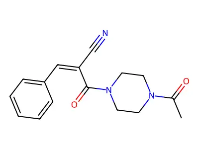 2-(4-Acetylpiperazine-1-carbonyl)-3-phenylprop-2-enenitrile structure