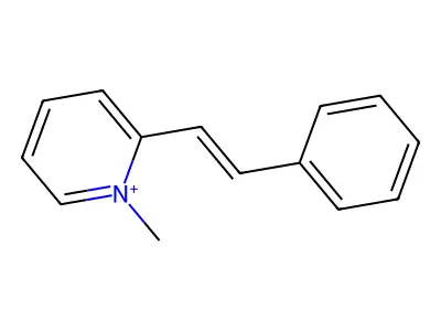 1-Methyl-2-(2-phenylethenyl)pyridin-1-ium structure