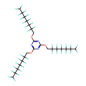 2,4,6-Tris(2,2,3,3,4,4,5,5,6,6,7,7-dodecafluoroheptoxy)-1,3,5-triazine structure