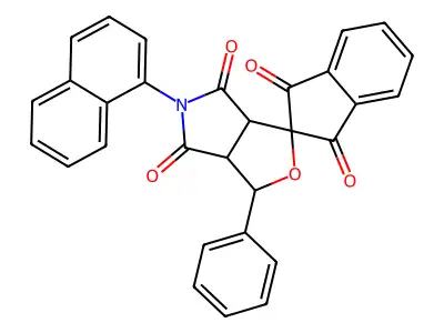 5-naphthalen-1-yl-1-phenylspiro[3a,6a-dihydro-1H-furo[3,4-c]pyrrole-3,2'-indene]-1',3',4,6-tetrone structure