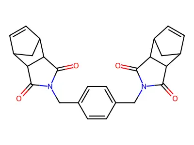 2,2'-(benzene-1,4-diyldimethanediyl)bis(3a,4,7,7a-tetrahydro-1H-4,7-methanoisoindole-1,3(2H)-dione) structure