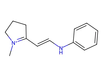 N-[2-(1-methyl-3,4-dihydro-2H-pyrrol-1-ium-5-yl)ethenyl]aniline structure