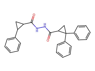 2,2-diphenyl-N'-[(2-phenylcyclopropyl)carbonyl]cyclopropanecarbohydrazide structure