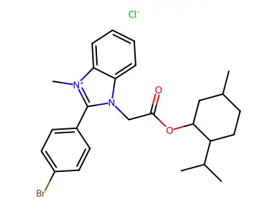 2-(4-Bromophenyl)-1-(2-((2-isopropyl-5-methylcyclohexyl)oxy)-2-oxoethyl)-3-methyl-1h-benzo[d]imidazol-3-ium chloride structure