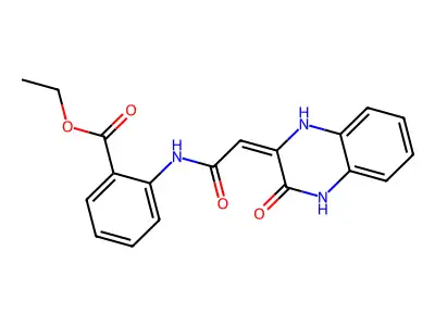 (E)-ethyl 2-(2-(3-oxo-3,4-dihydroquinoxalin-2(1H)-ylidene)acetamido)benzoate structure